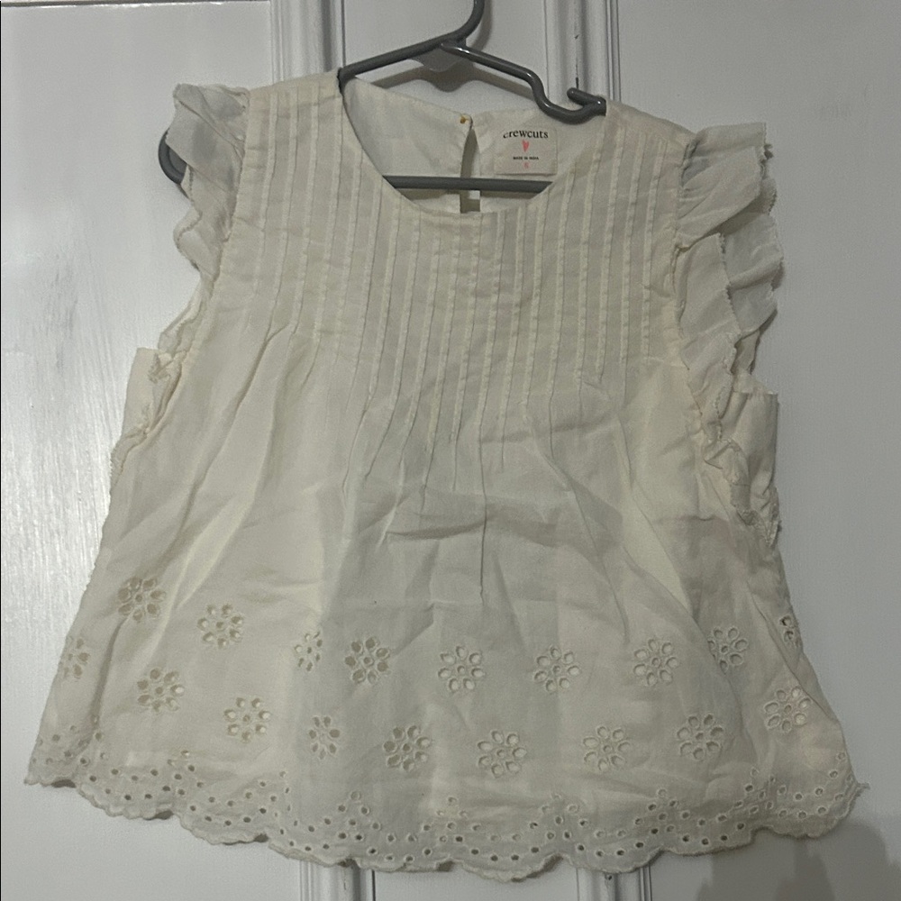 J. Crew Cream Eyelet Ruffle Blouse
